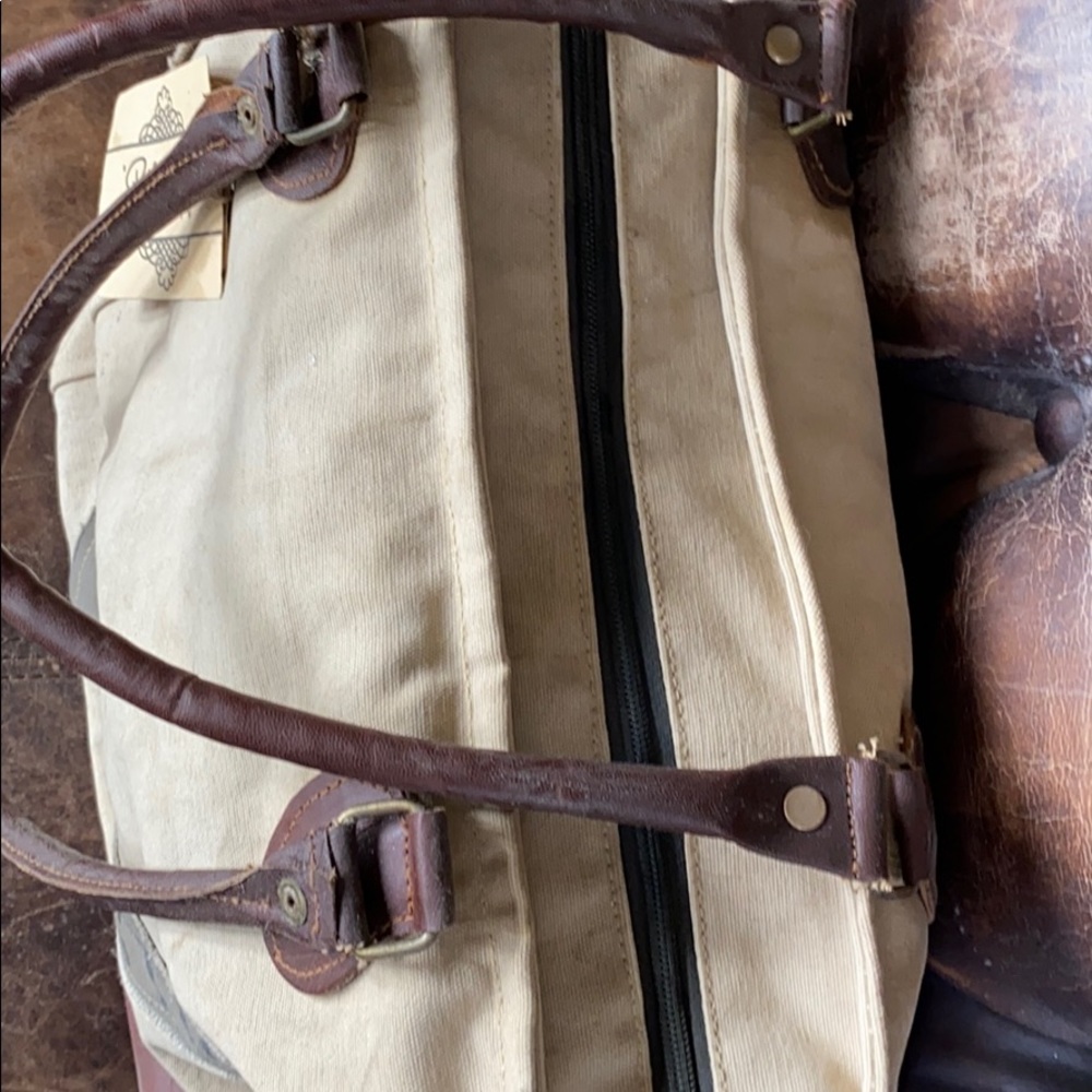 Mona B Canvas Tote with Leather Trim - Picture 4 of 7